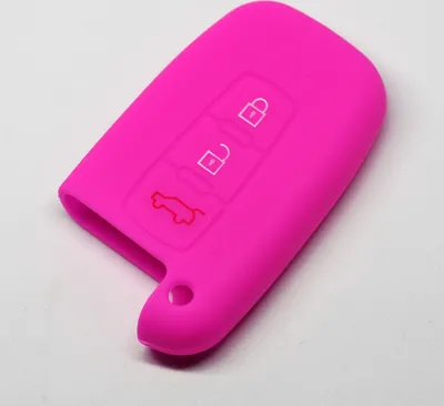 Produktbild von Auto Schlüssel Hülle Silikon Schutz Cover Pink kompatibel mit Hyundai Genesis Sonata KIA Optima Sportage 3 Tasten KEYLESS SMARTKEY