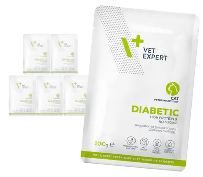 Zdjęcie produktu dla Vet Expert Veterinary Diet Diabetic Cat 6x100g Mokra Weterynaryjna Karma Dla Kotów Z Cukrzycą