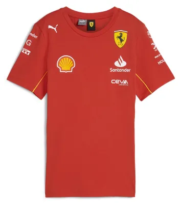 Zdjęcie produktu dla Koszulka damska PUMA Scuderia Ferrari F1, kolekcja 2024, koszulka zespołu, kolor: czerwony. Rozmiar: L (duży)