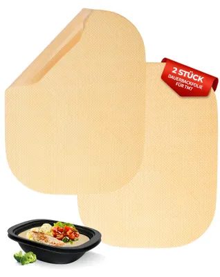 Produktbild von 2 wiederverwendbare Backbleche für Thermomix TM7 Varoma, antihaftbeschichtet und hitzebeständig bis 250 °C, spülmaschinenfest, Zubehör für Thermomix TM7 & Varoma