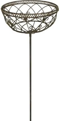 Produktbild von Korb am Stab Pflanzkorb braun Metall Pflanzschale Garten Deko Ø30cm H30cm L146cm
