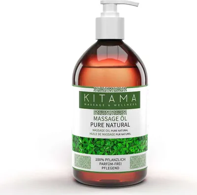 Zdjęcie produktu dla Kitama Massage Oil Pure Natural 500ml - w 100% naturalny, bezzapachowy (neutralny zapachowo) olejek do ciała