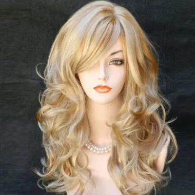 Produktbild von Perücke Blond Damen Lang Gewellt Cosplay Party Perücke, Halloween Perücke, Haare Perücke Wig Alltag Anime Kostümparty