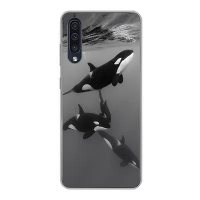Produktbild von MuchoWow® Handyhülle Schutzhülle Hülle für Samsung Galaxy A30s Orca - Wasser - Schwarz - Weiß Silikon Softcase Handy Hülle - Karteninhaber