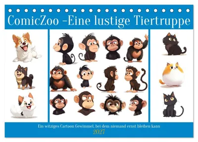 Produktbild von ComicZoo - eine lustige Tiertruppe (Tischkalender 2027 DIN A5 quer), CALVENDO Monatskalender