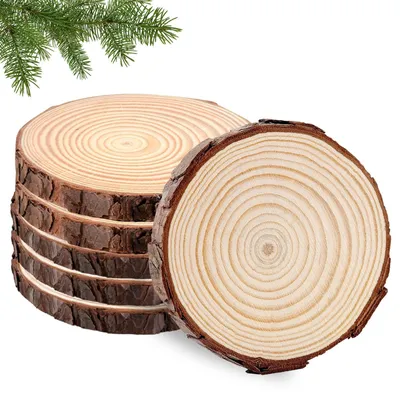 Zdjęcie produktu dla Zestaw 6 drewnianych krążków do rękodzieła - Okrągłe krążki o średnicy 16-17 cm