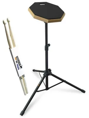 Obrázek produktu pro keepdrum cvičný pad DP-BK8 černý 8 palců se stojanem a paličkami 1 pár