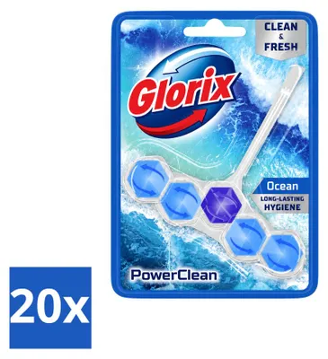 Produktbild von 20 x Glorix Toiletblock Power Clean Ocean - Vorteilspackung - 20 Stücke