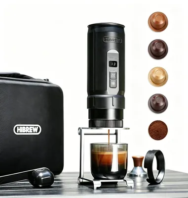 Produktbild von Espressomaschine Tragbare Auto Kaffeemaschine mit Heizfunktion 20Bar Edelstahlfilter Für Kapseln/Pulver, Auto Kaffeemaschine 12V/24V für Reise/Camping
