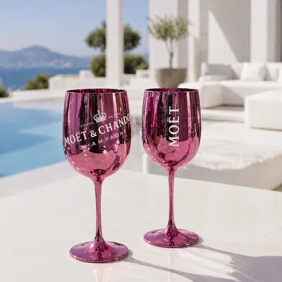 Produktbild von Pinke Champagnergläser 2er Set aus Acryl – Bruchsichere Sektgläser – Wiederverwendbar & elegant – passend für Moët & Chandon