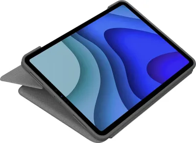 Imagen del producto de Logitech Folio Touch: Teclado y funda tipo libro, con trackpad, retroiluminación, conector Smart de Apple, distribución AZERTY, idioma francés, color Oxford Gray, compatible con iPad Air de 10.9 pulgadas (4.ª y 5.ª generación)
