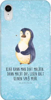 Produktbild von Mr. & Mrs. Panda Iphone XR Handyhülle Pinguin Diät - Eisblau - Geschenk, Pinguine, Premium Kunststoff, Handy Case, Selbstliebe, Bauch