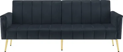 Produktbild von Schlafsofa mit Hilfsfüßen Schlaffunktion klappbares Sofa Samtstoff für Wohnzimmer Schlafzimmer Heimkino Gästezimmer