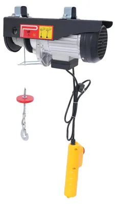 Image de Treuil électrique, capacité de levage de 500 kg, câble en acier de 18 mètres, télécommande filaire, tension 220V, adapté pour garage et entrepôt