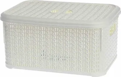 Produktbild von Cremefarbener Universalkorb 12,5x29x20 cm mit Deckel