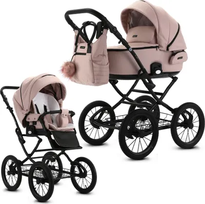 Produktbild von Knirpsenland Retro Style 2.0 Kombi Kinderwagen mit Babywanne und Sportwagenaufsatz 2in1 Rosa