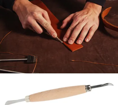 Produktbild von Lederhandwerk-Modellierschnitzwerkzeuge, leichtes Holzgriff-DIY-Lederpresse-Reibwerkzeug zum Reiben/Kantenschälen