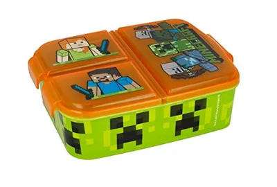 Zdjęcie produktu dla Pudełko na lunch dla dzieci / pudełko na kanapki wykonane z tworzywa sztucznego wolnego od BPA - świetny prezent dla dzieci - Minecraft