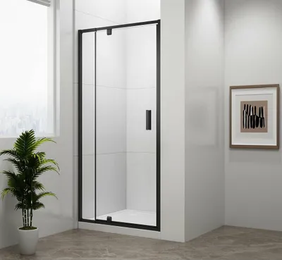 Produktbild von Polysan EASY BLACK Drehduschtür 880-1020mm, Klarglas