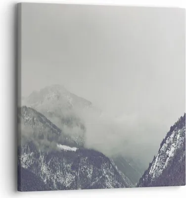 Produktbild von Bild auf Leinwand - Leinwandbild - Einteilig - Berge Wald Nebel - 30x30cm - Wand Bild - Wanddeko - Wandbilder - Leinwanddruck - Bilder - Wanddekoration - Leinwand bilder - Wandbild - AC30x30-4270
