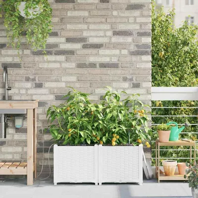 Productafbeelding van Maison Exclusive - Tuinplantpot, 2 stuks, wit, 80 x 40 x 37,5 cm, PP-kunststof