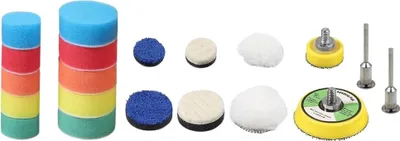 Produktbild von Trade-Shop Polier-SET Stützteller für Proxxon, Dremel 25mm 50mm Polierschwamm Polierpads Polierset zum Polieren, Wachsen und Versiegeln