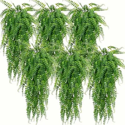 Immagine prodotto di Set da 6 piante artificiali da appendere, piante artificiali per interni ed esterni, Clippia artificiale, 6 pezzi, felce artificiale, piante decorative da appendere
