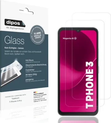 Immagine prodotto di 2x Pellicola Protettiva per Telekom T Phone 3 Pro Protezione Vetro Flessibile 9H dipos