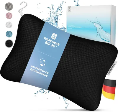 Produktbild von Premium Badewannenkissen schwarz | Badewannenkissen Nacken schnelltrocknend & extra große Saugnäpfe | Badekissen für Badewanne waschbar Nackenkissen