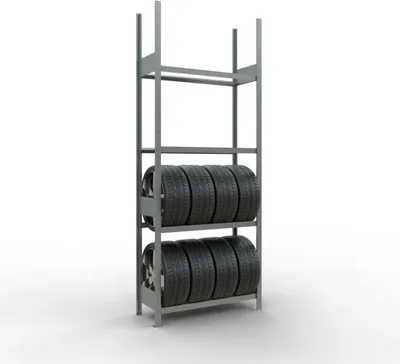 Produktbild von Schulte Reifenregal mit reifenschonenden Traversen | Grundregal | HxBxT 275x105x40cm | 4 Ebenen | Fachlast 150kg | Verzinkt