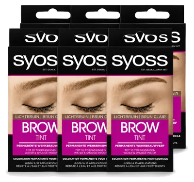 Imagen del producto de 6 unidades de tinte para cejas SYOSS, color castaño claro, pack económico