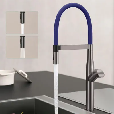 Produktbild von Mai & Mai Wasserhahn Küche, Spültischarmatur Küchenarmatur, Mischbatterie mit Einhebelmischer, 360°Schwenkbar Küchenwasserhahn Grau Turnix-01