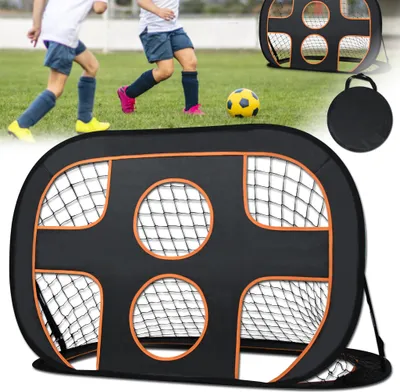 Produktbild von LARS360 2 in 1 Pop-Up Fußballtor für Kinder Garten Faltbar Fussballtor mit 6 Loch Fußball Tor Fußballtraining Torwandtrainer mit Tragetasche Outdoor 121x80x80cm