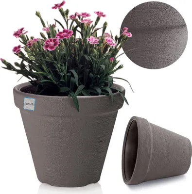 Zdjęcie produktu dla Doniczka Donica Ogrodowa 40 Cm Efekt Cegły Okrągła Na Taras Do Ogrodu Domu Antracytowa