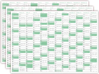 Produktbild von 3 Stück Green Wandkalender / Wandplaner 2027 gefaltet DIN A3 Format (297 x 420 mm) mit 12 Monaten