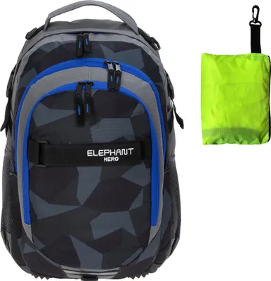 Produktbild von Schulrucksack Elephant Hero Signature Rucksack Schulmappe Schultasche Jungen 12770 Cyber Camo Schwarz Blau + Regencover