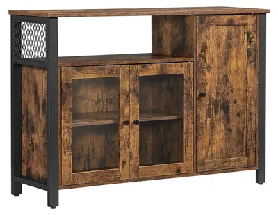 Obrázek produktu pro Vintage skříňka hnědo-černá – ocel a dřevotříska – 110 x 33 x 75 cm