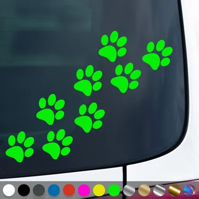 Produktbild von PantherPixel Katzenpfoten Aufkleber Hundepfoten Tiere Tatzen Sticker Auto Geschenkidee Farbe Neon-Grün