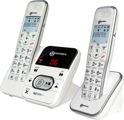 Produktbild von Geemarc AmpliDECT 295 DUO mit 1 schnurlosem Schwerhörigen-Telefon 30 dB mit integriertem Anrufbeantworter und einem Zusatztelefon - Deutsche Version