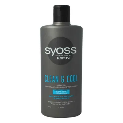 Produktbild von SYOSS Men Clean & Cool Shampoo, Männer, Professionell, Shampoo, Alle Haare, Alle Farben, 440 ml