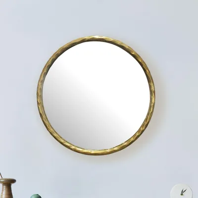 Wandspiegel 60 cm Metall Design Hängespiegel Gold - Dekospiegel Rund mit Rahmen - Spiegel Wand Groß - Flurspiegel Garderobenspiegel Modern_#sku_SAFWL7.103#