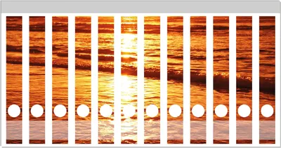 Produktbild von Wallario Ordnerrücken Sticker, selbstklebend für schmale Ordner, 12 Stück, Motiv Farbenfroher Sonnenuntergang über dem Meer II