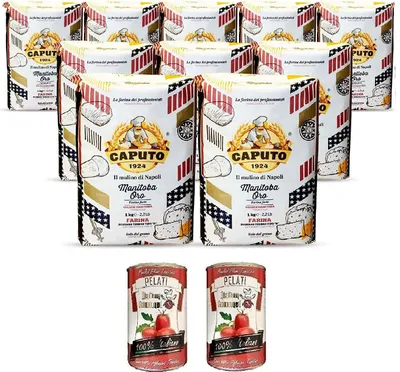 Produktbild von Mehl Caputo manitoba "ORO" kg 1 - Paket 10 Stück + Italian Gourmet 100% italienische geschälte Tomaten dosen 2x 400g