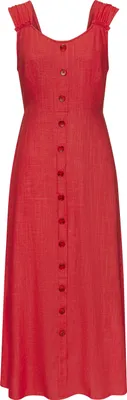Produktbild von LASCANA Maxikleid mit breiten Trägern aus We mit Leinenanteil rot Größe 38