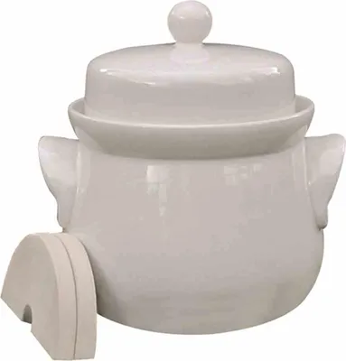 Immagine prodotto di Mini vaso da giardinaggio color crema da 3,0 l con coperchio e pietre abbinate