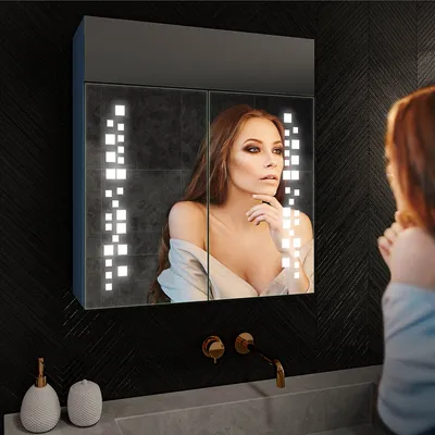 Productafbeelding van Artforma Spiegelkast met LED-verlichting - EMILY, 66,5 x 72 cm | LED-kleur: Koel wit, 7000K | SZ2L038