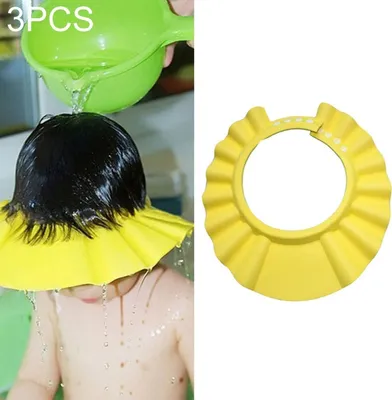 Produktbild von Kinder Duschkappe Baby Augenschutz Mütze Haare waschen Badekappe Ohrenschutz, Farbe:Gelb