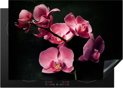 Produktbild von KitchenYeah© Herdabdeckplatte Pflanzen - Orchidee - Blumen - Rosa , 75x52cm, Küche Deko, Glaskeramikkochfeld Herdabdeckung, Abdeckplatte fùr Kochfeld