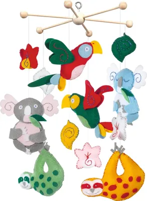 Produktbild von folia 22869 - Mobile Set Tierwelt zum Selbermachen, mit 14 Teilen, Anleitung und Schnittmusterbogen - Komplettset zur Erstellung eines Mobiles