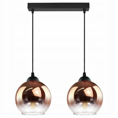 Zdjęcie produktu dla LUXOLAR - Lampa wisząca 2 płomienie szklany klosz miedziano-przezroczysty, lampa sufitowa E27 60W do salonu, kuchni